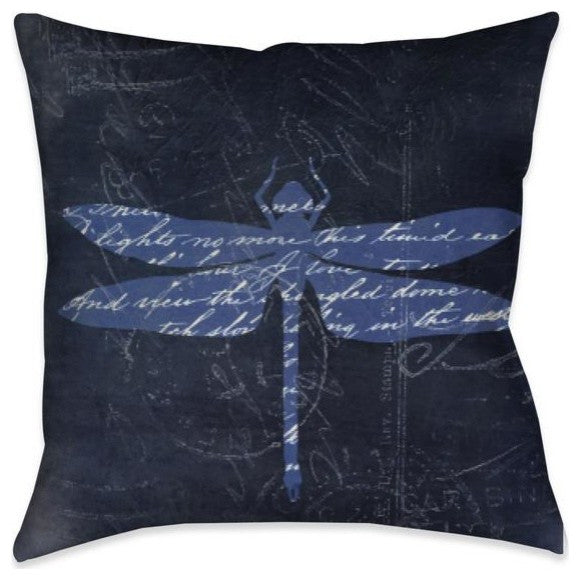 Laural Home Indigo Dragonfly II 18" X 18" Indoor Decorative Pillow