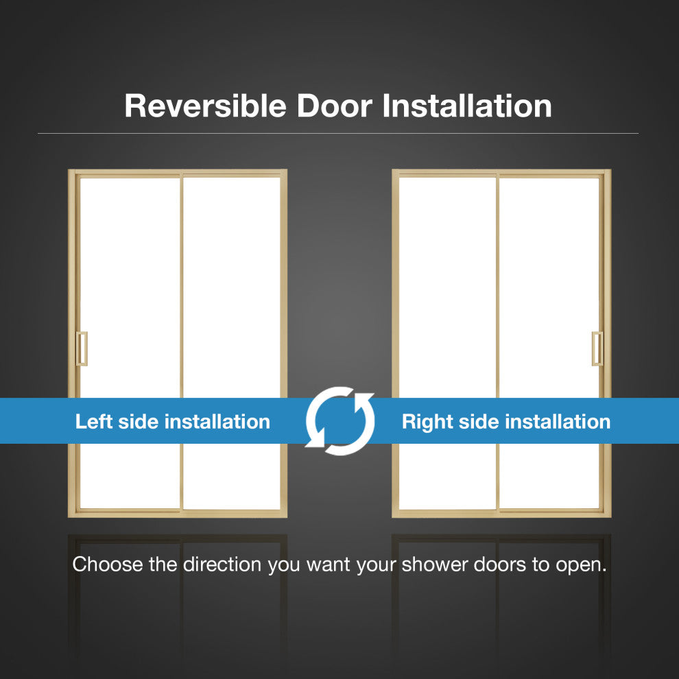 Stanford Sliding Fluted Alcove Shower Door, Brushed Gold, Clear Glass, 48"