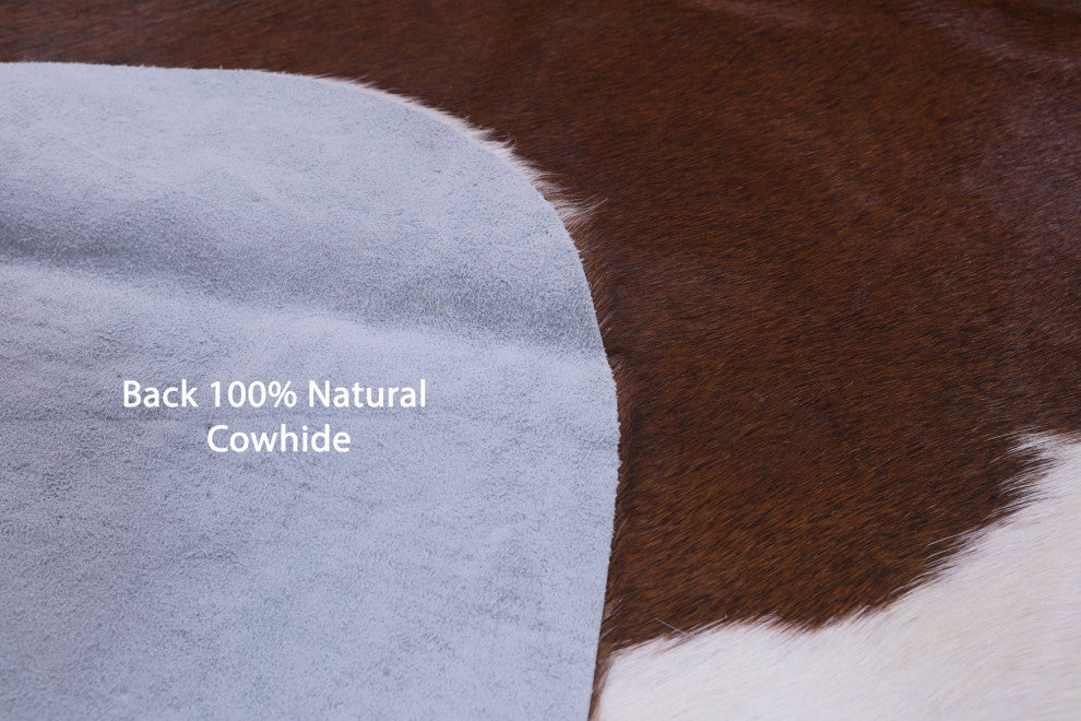 6' 11" X 5' 9" Brown and White Natural Cowhide Rug C2205