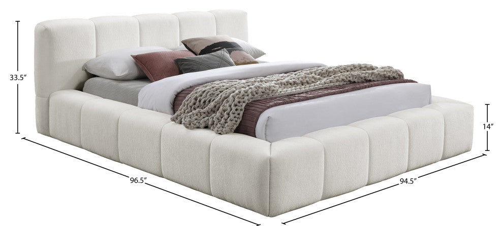 Carlin Upholstered Bed, Cream, King, Chenille Fabric