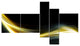Gold in Black Upward Lines, Abstract Canvas art print, 60"x32", 5 panels
