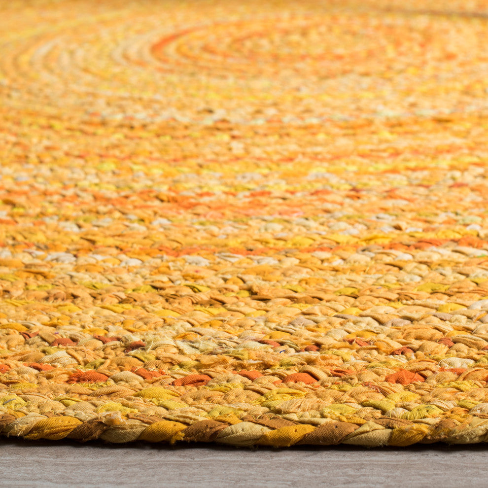 Safavieh Braided Collection BRD452 Rug, Gold, 3' Round