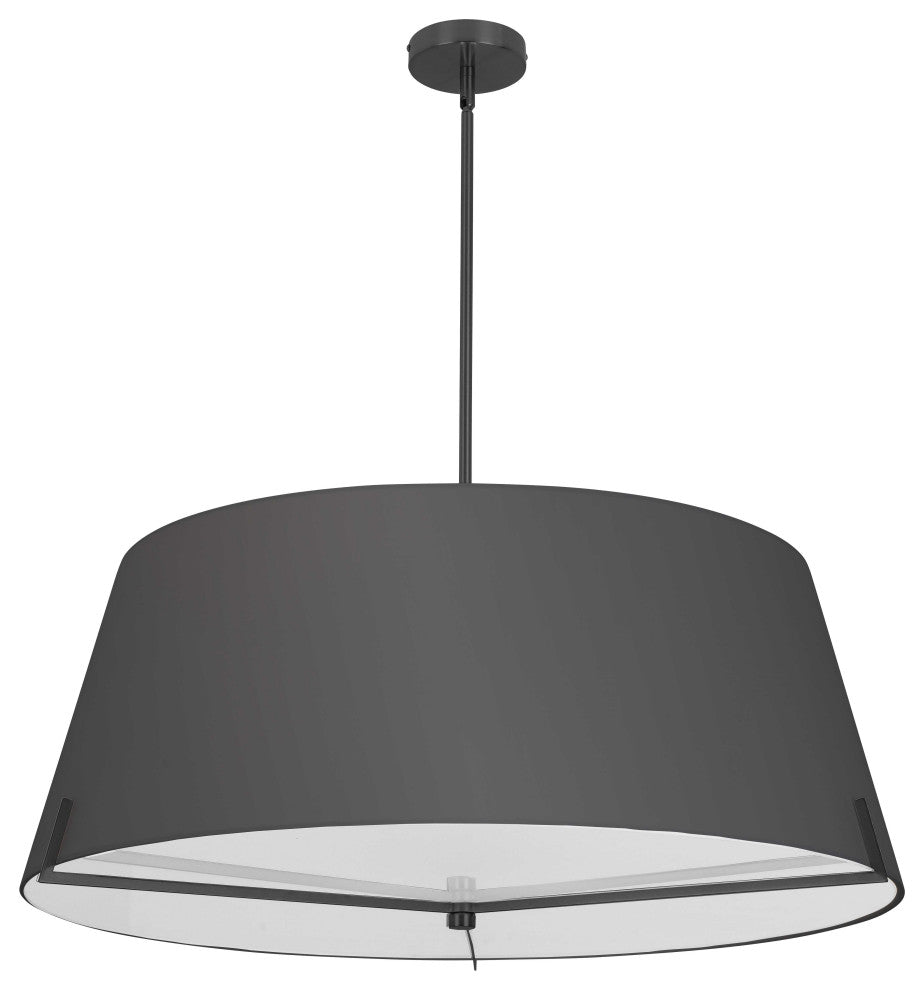 Preston Contemporary 4 Light Black Matte Black Fabric Pendant