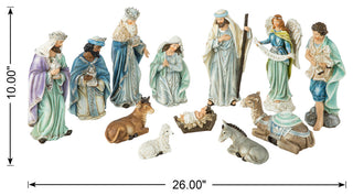 12-Piece Deluxe Blue Resin Nativity Figurine Set