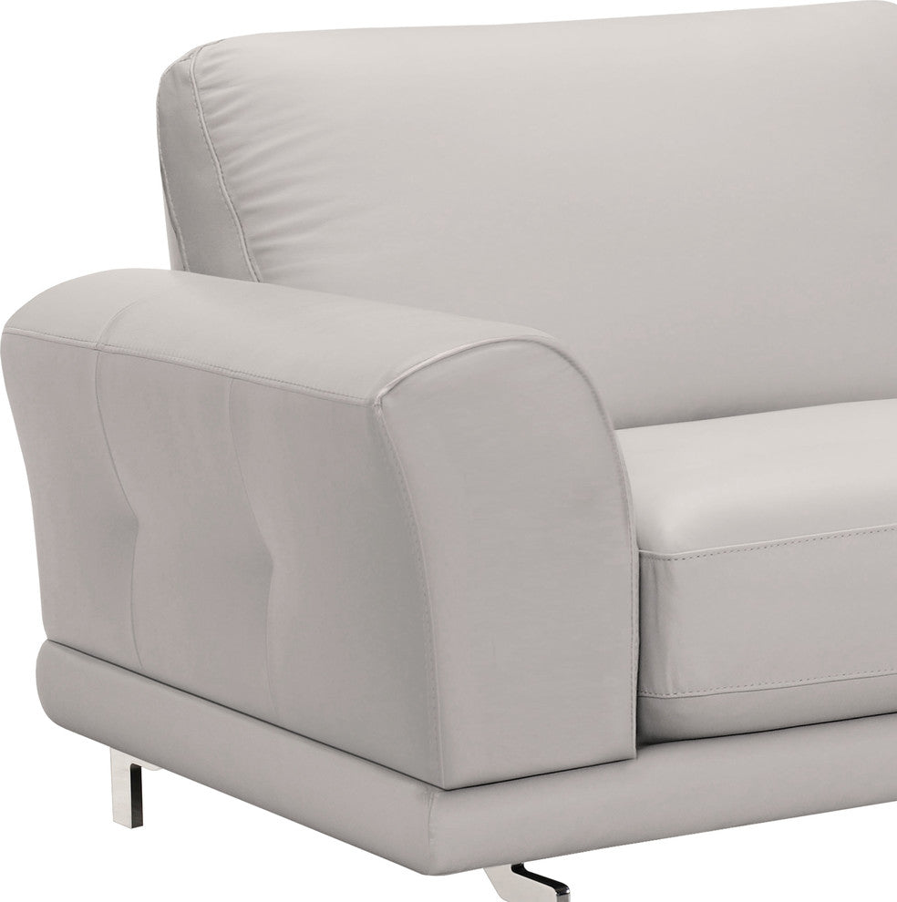 Everly Contemporary Genuine Leather Sofa, Dove Gray
