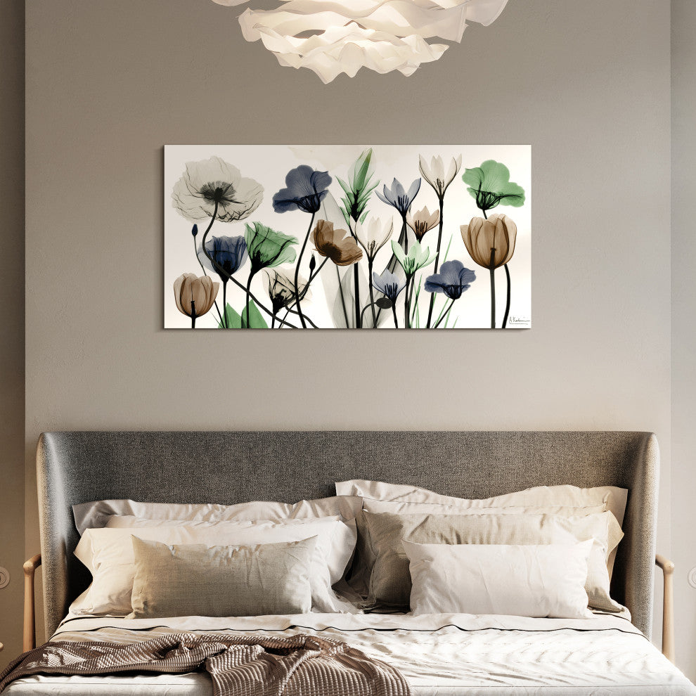 "Floral Landscape"Frameless Free Floating Panel Graphic Wall Art, 24"x48"
