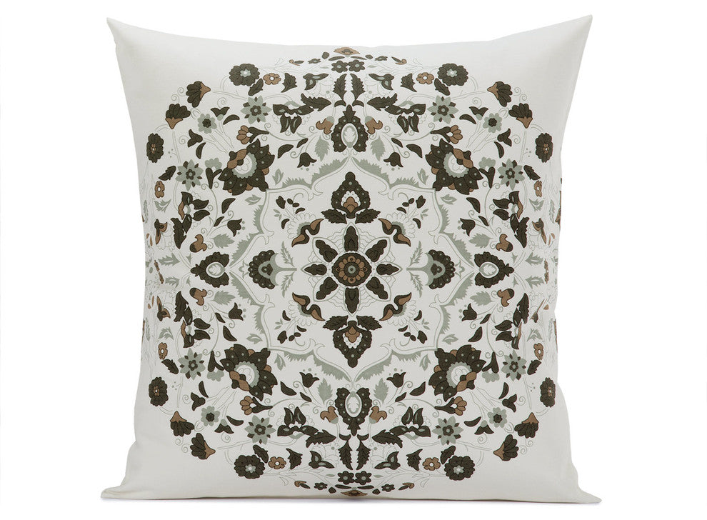 Kerala Cocoa Printed Cotton Cushion Cover, Set of 2, 18"x18"