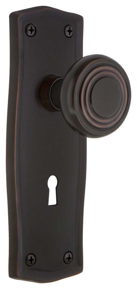 Prairie Plate Interior Mortise Deco Door Knob, Timeless Bronze