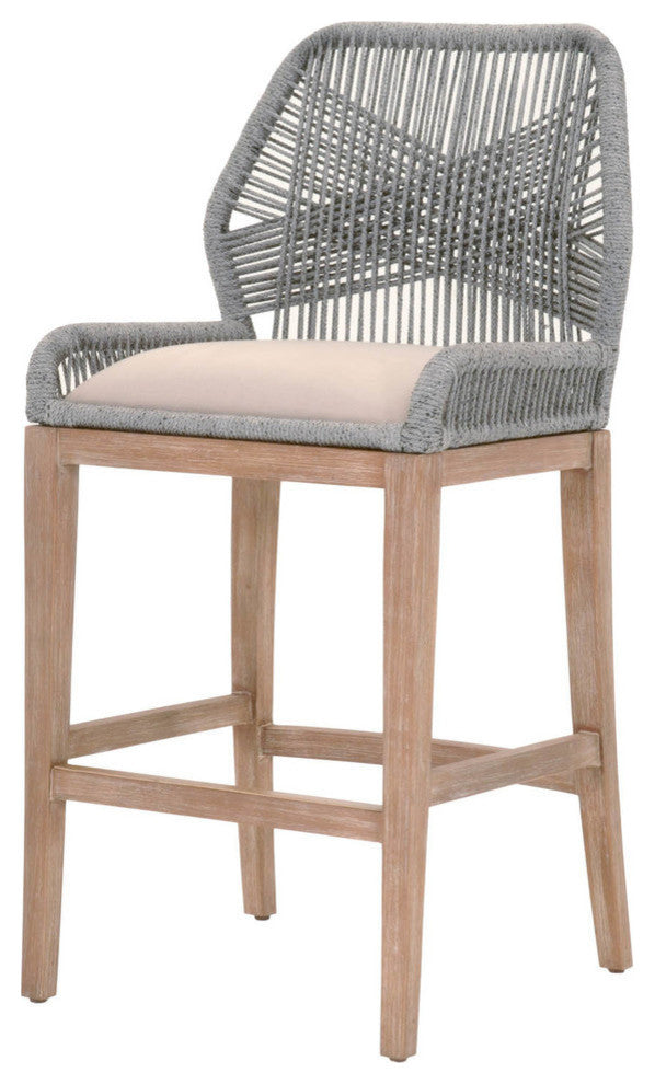 Wooven Upholstered Loom Barstool, Gray