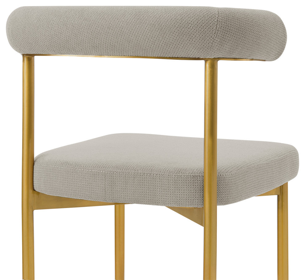 Shannon Gold Brushed Stainless Steel and Taupe Fabric  Dining Chairs, Set of 2