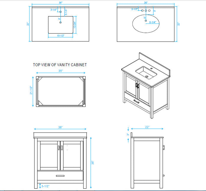 Wyndham WCS141436SWHCMUNSMED 36 Inch Single Bathroom Vanity in White