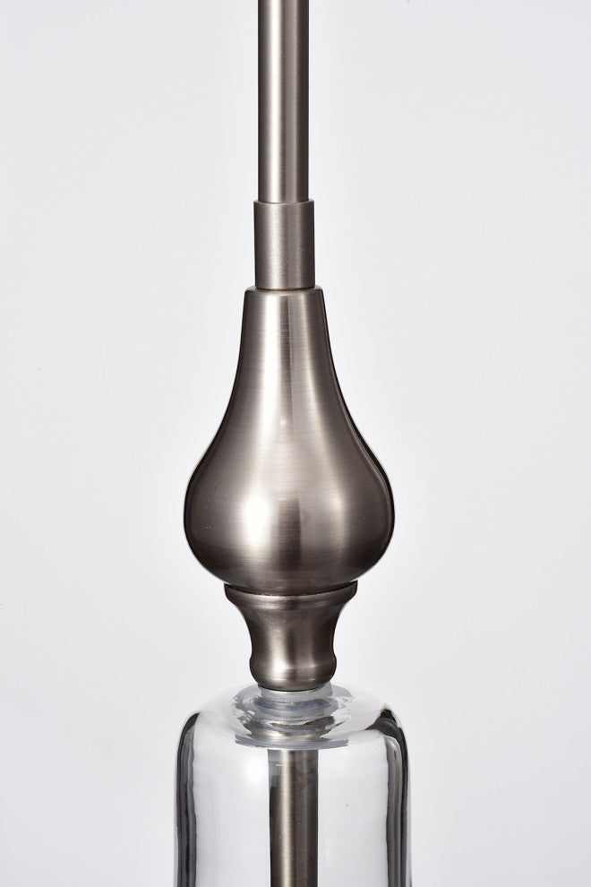 1-Light Brushed Nickel Inverted Jar Glass Shade Mini Pendant Ceiling Fixture