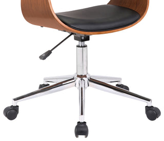 Bellevue Office Chair in Chrome Finish with Black Faux Leather and Walnut Veneer