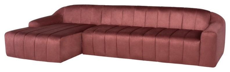Coraline Sectional Sofa, Left Facing L Microsuede Fabric, Chianti