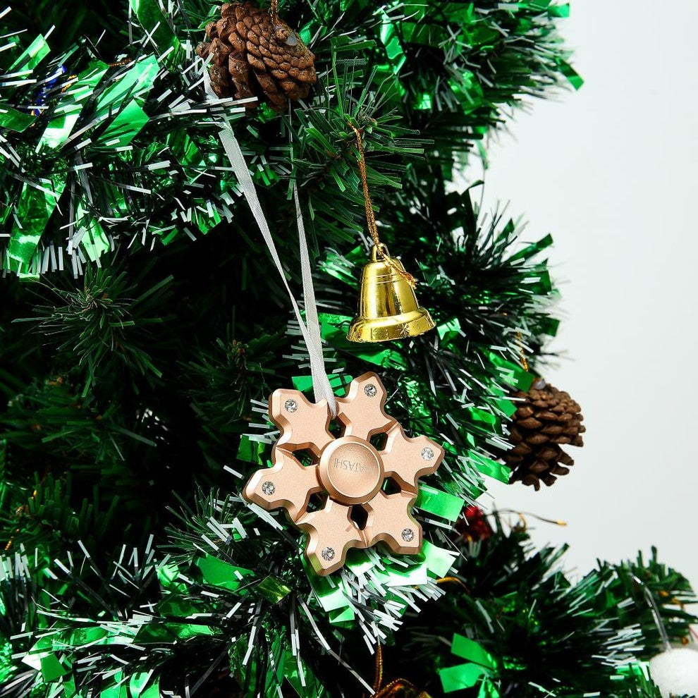 Rose Gold Plated Hanging Christmas Tree Snowflake Spinner Ornament