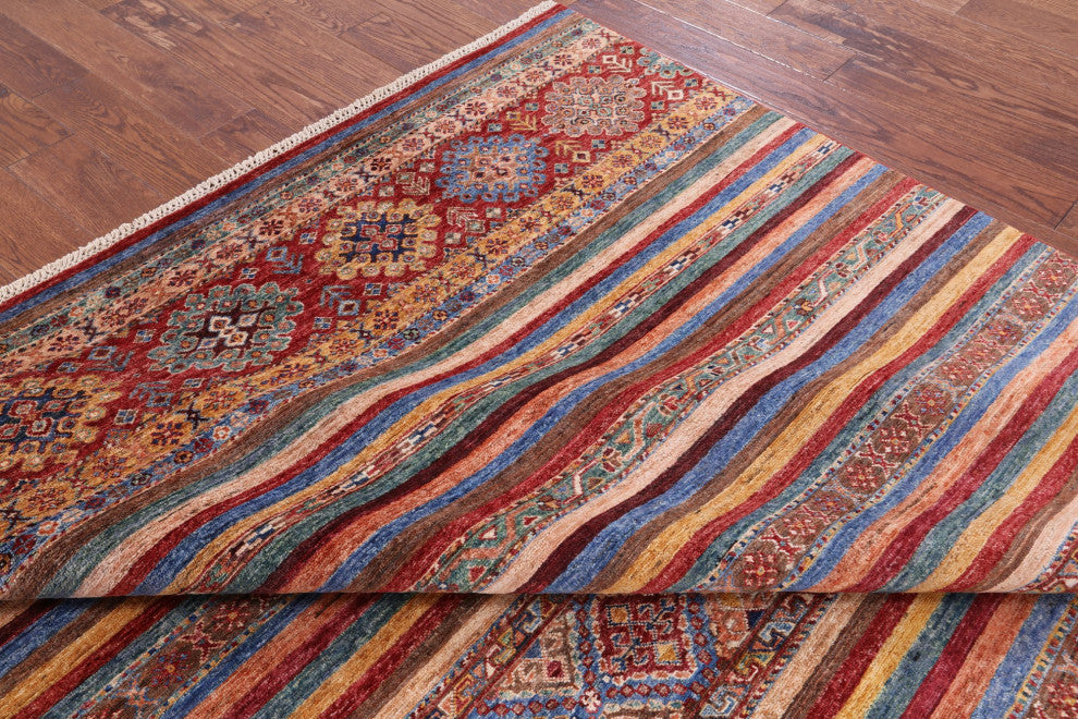 Super Kazak Khorjin Hand Knotted Rug 6' 9" X 9' 11" Q7532