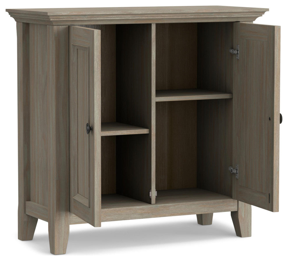 Opened cabinet interior visible; product shot but doors opened.