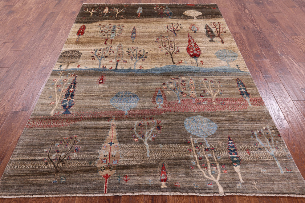 5' 10" X 8' 5" Handmade Tribal Persian Gabbeh Rug Q9664