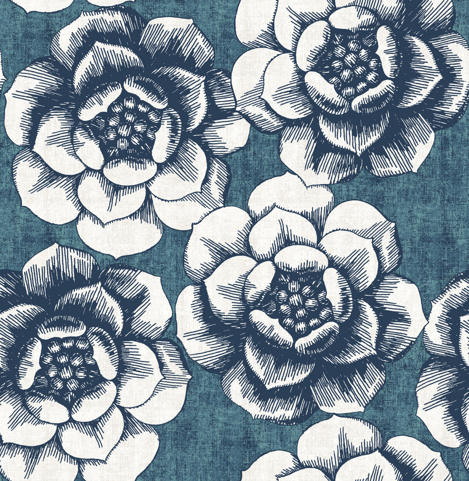 Fanciful Blue Floral Wallpaper Bolt