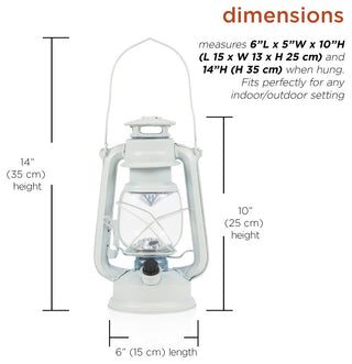 Indoor/Outdoor White Hurricane Lantern, Cool White LED Lights