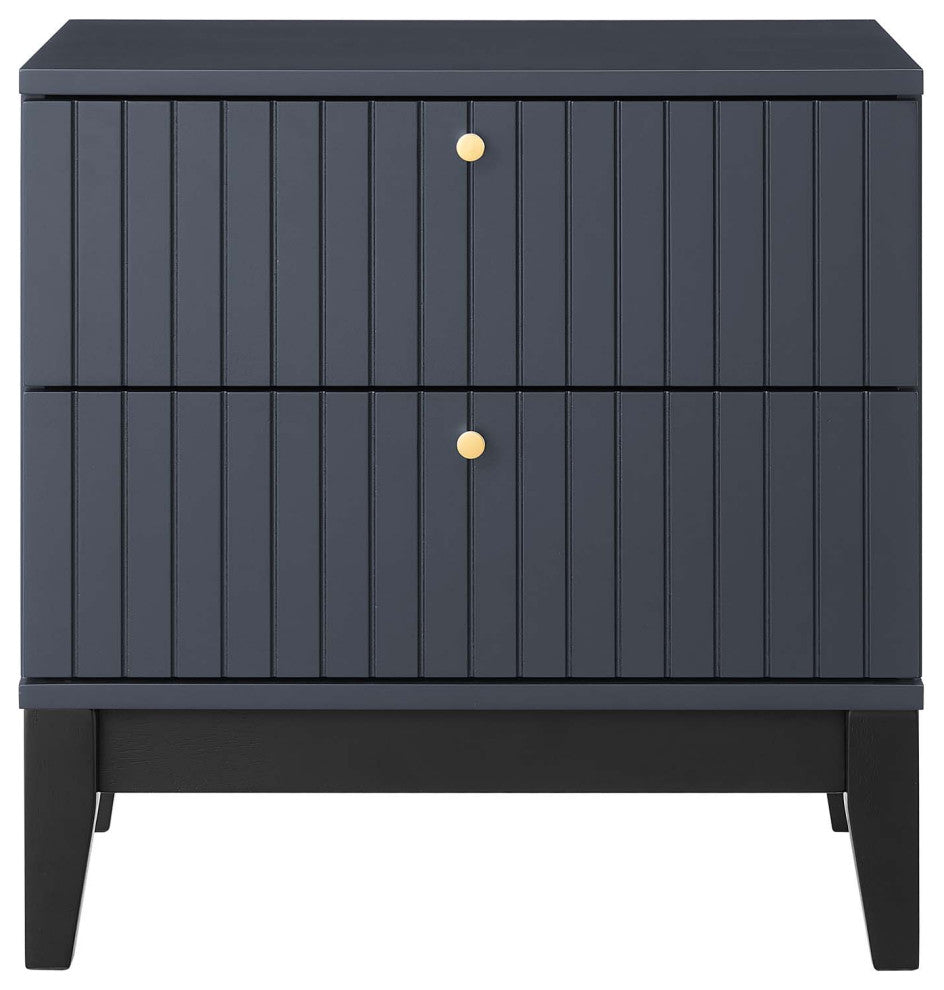 Nightstand Side End Table, Blue, Wood, Modern, Mid Century Living Guest Suite