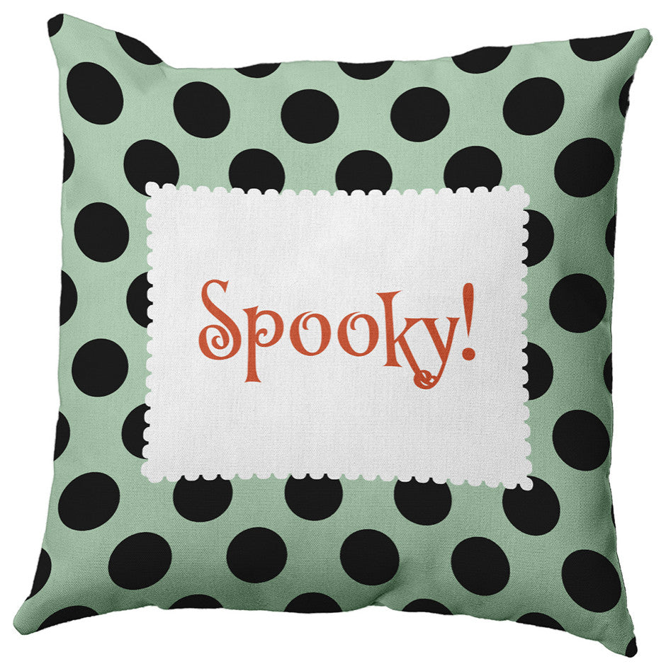 Halloween Spooky Dots Accent Pillow, Mint Green, 16"x16"