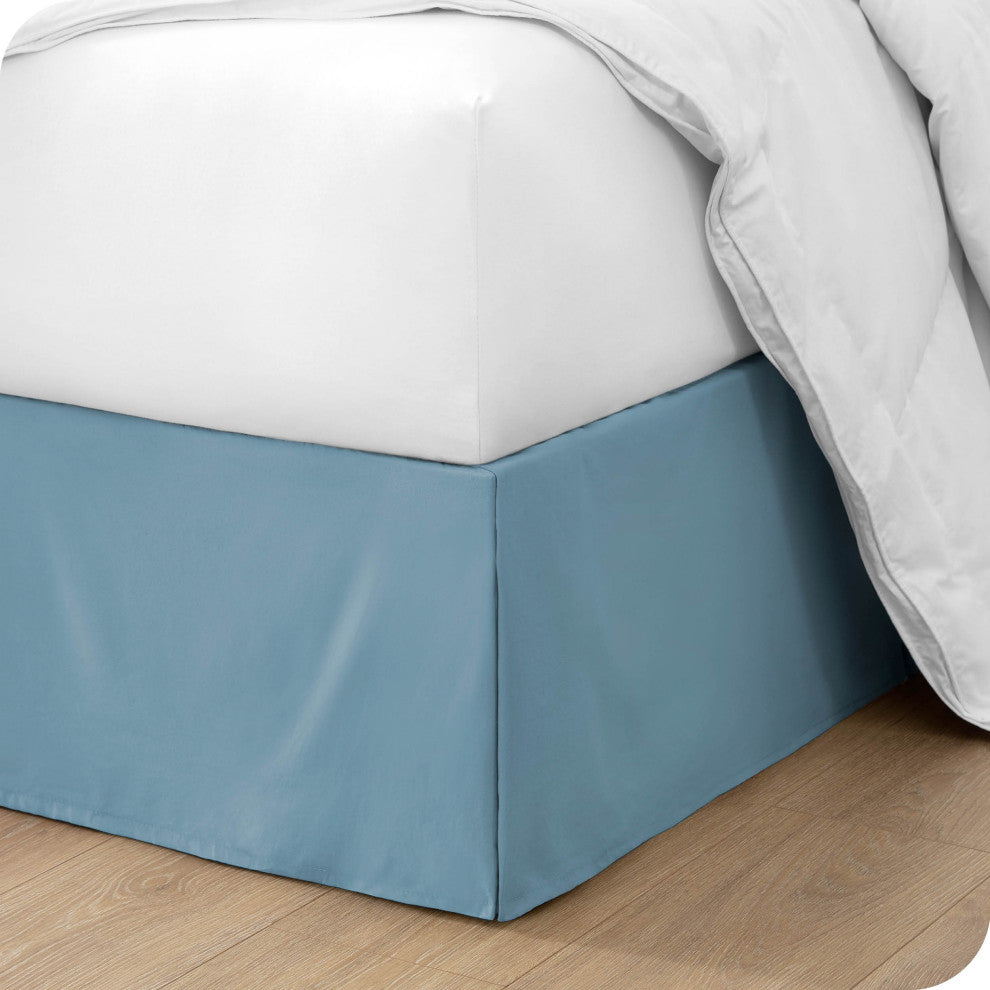 Bare Home Microfiber Bed Skirt , 15" Drop Length, Coronet Blue, King