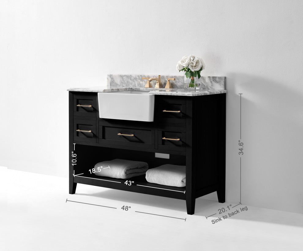 Hayley Bathroom Vanity Set, Black Onyx, 48"