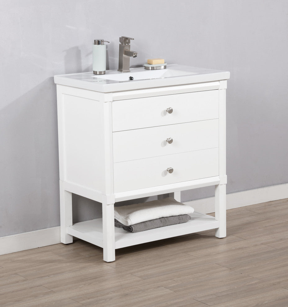 Logan Transitional White 30" Single Sink Vanity