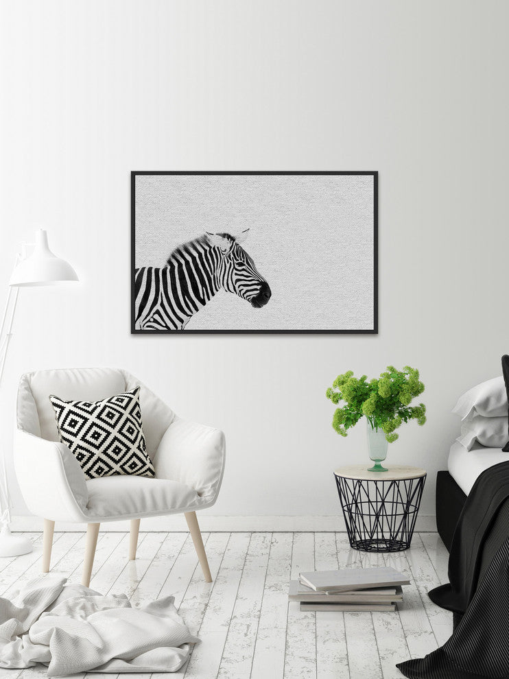 "Black and White Stripes" Floater Framed Painting Print on Canvas, 60"x40"
