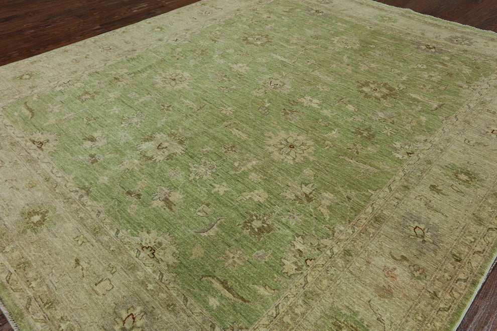 8'x10' Traditional Green Chobi Oriental Area Rug, W2286