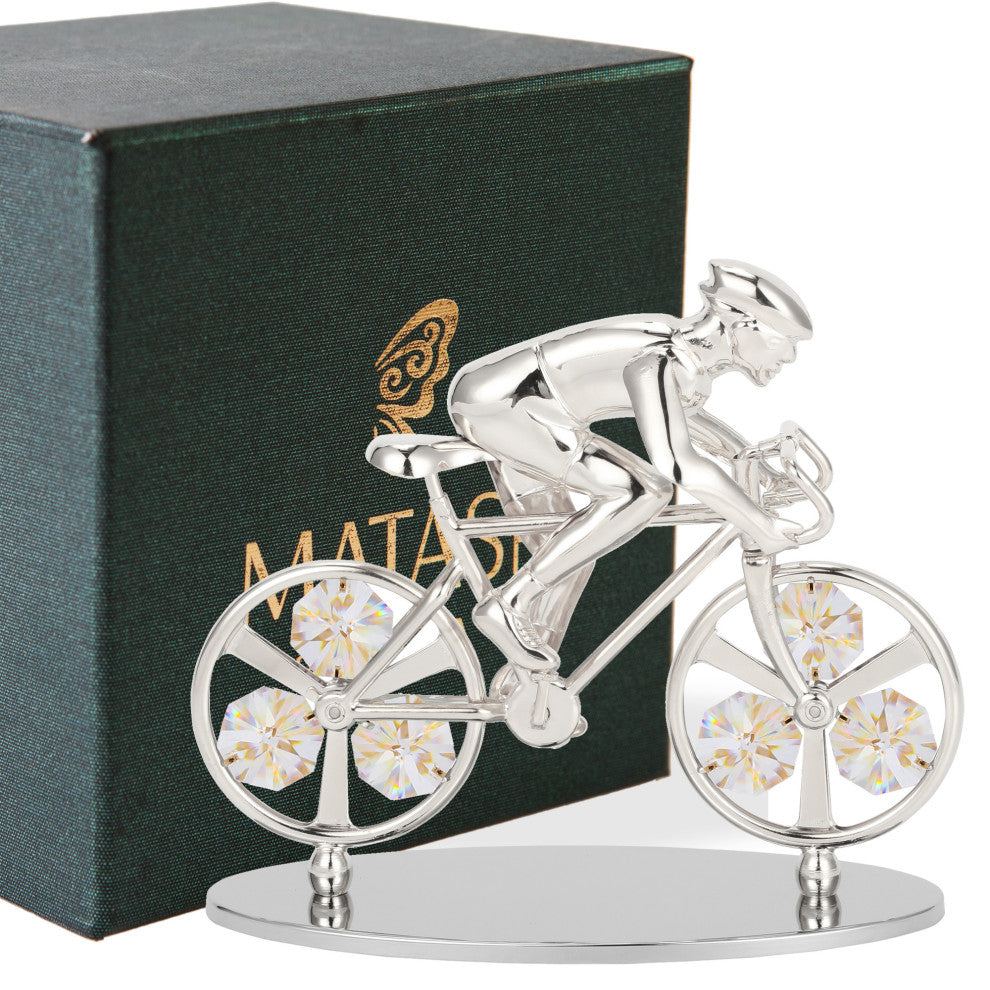 Matashi Silver Plated Cyclist on a Bicycle