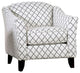 Linen-Like Fabric Chair with Diamond Pattern Design, Ivory