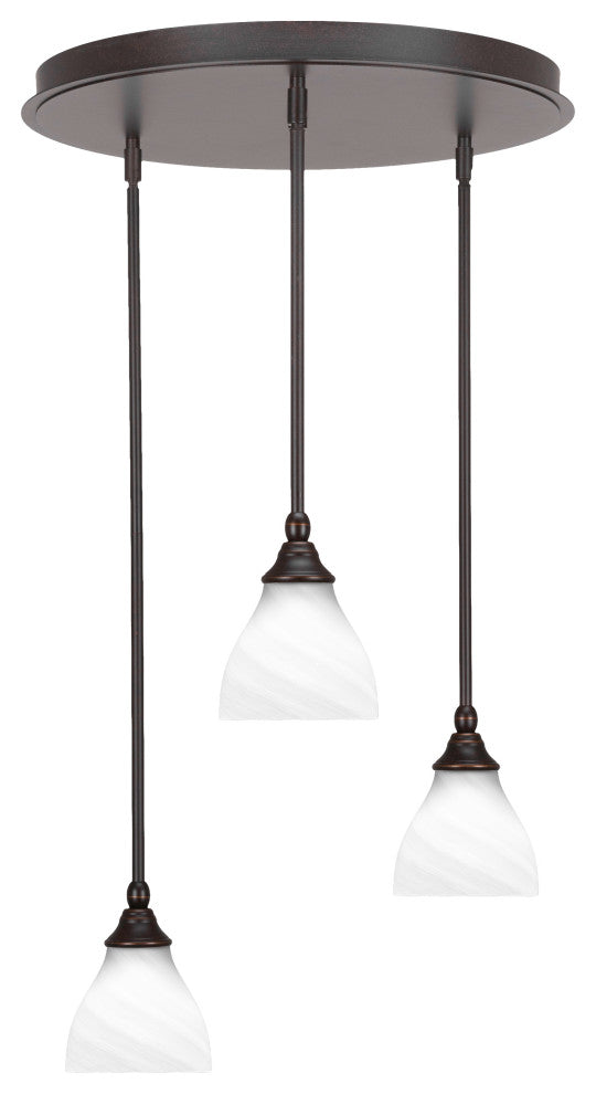 Empire 3-Light Cluster Pendalier, Dark Granite/White Marble