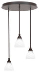 Empire 3-Light Cluster Pendalier, Dark Granite/White Marble