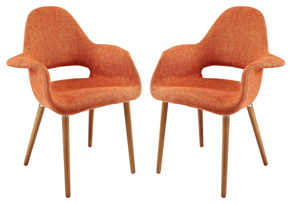 Modern Contemporary Kitchen Dining Armchair Set of 2 Orange