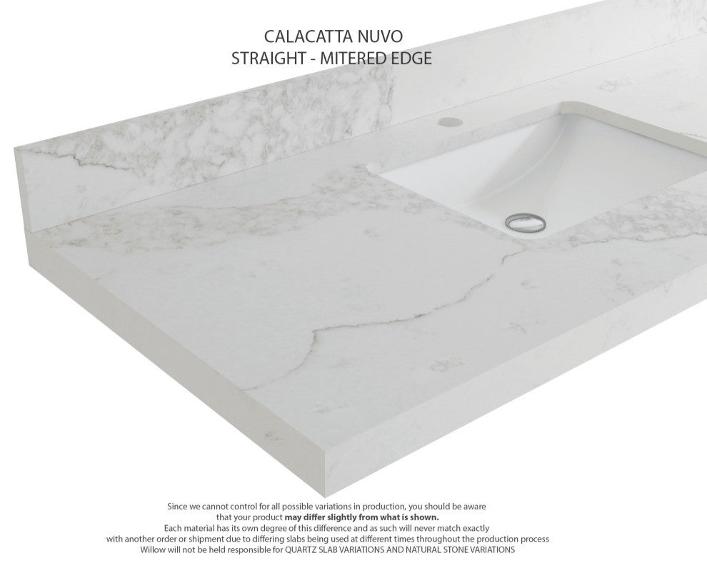 Cambridge 36 Right Offset Bath Vanity in Hale Navy Blue 2" Calacatta Nuvo