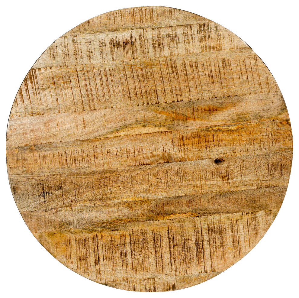 Senia Modern Industrial Handcrafted Mango Wood Coffee Table, Natural and Black