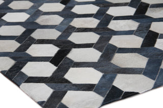 Natural Hide Cowhide Silver/Blue Area Rug