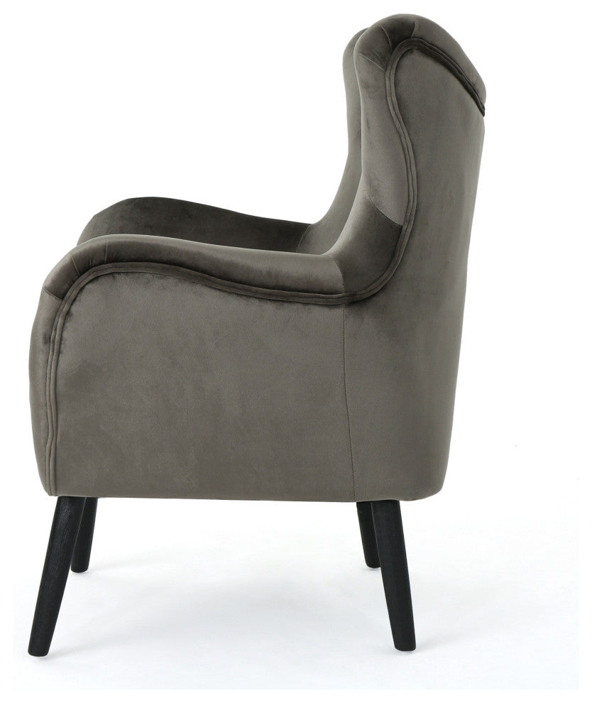 GDF Studio Ashton Mid Century New Velvet Armchair, Gray