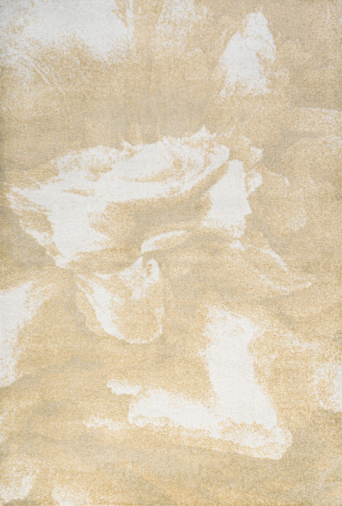 Petalo Abstract Two-Tone Modern Gold/Cream 4 ft. x 6 ft. Area Rug