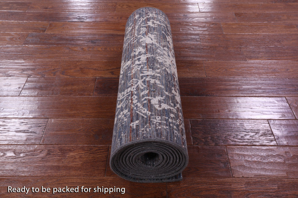 Runner Modern Wool and Silk Handmade Rug 2' 6" X 14' 0" Q11837