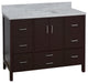 California 48" Bathroom Vanity, Chocolate, Carrara Marble