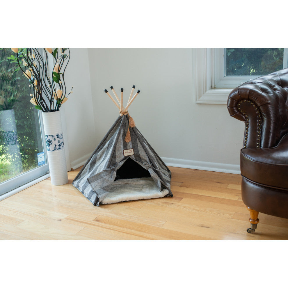 Armarkat Cat Bed Model C56HBS/SH, Teepee Style with Striped Pattern