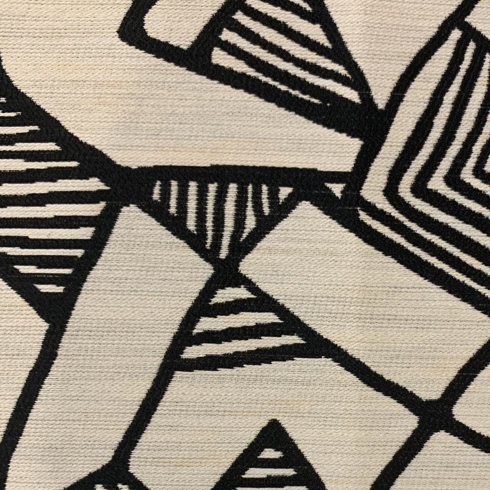 Plutus Black Beige Architecture Geometric Luxury Throw Pillow, 24"x24"