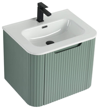 Caskvalley Bath Vanity, Straight Fluted Design Sink Included, Mint Green, 24"
