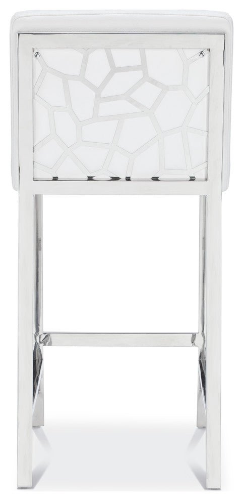 Brook Counter Stool, White/Polished Stainless Steel, White/Polished Stainless St