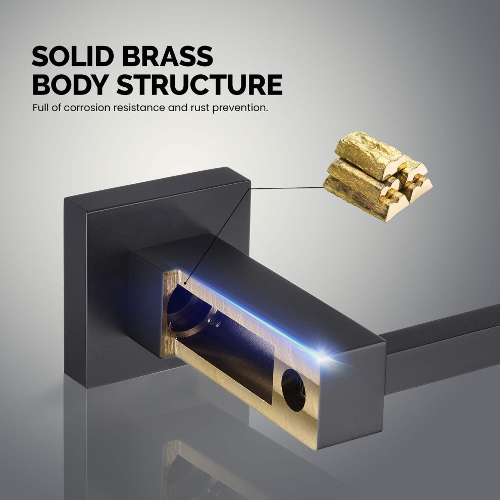 Cube 5-Piece Bathroom Hardware Set, Matte Black