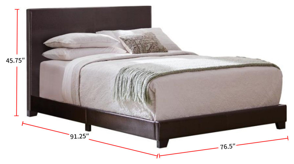 Leatherette Upholstered Bed, Cal. King Size, Brown