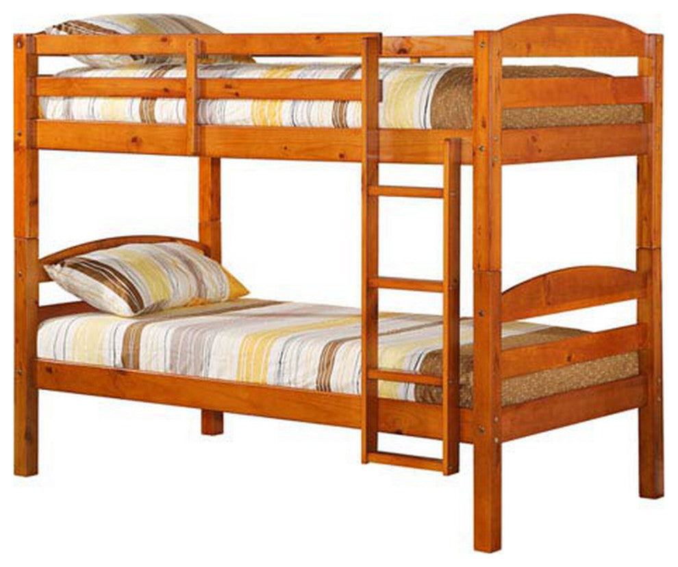 Solid Wood Twin over Twin Bunk Bed - Honey